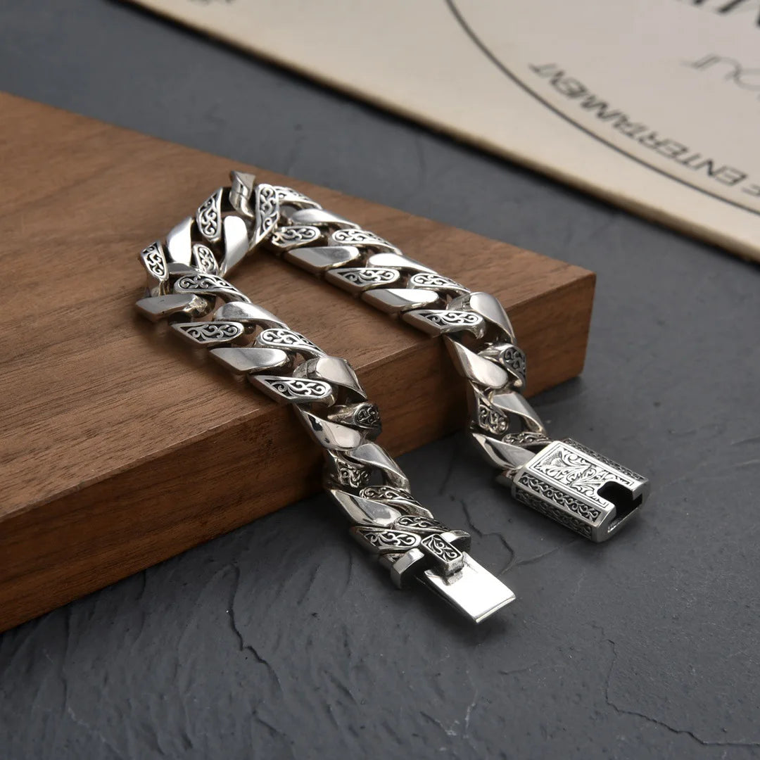 Iron Crest Silver Bracelet