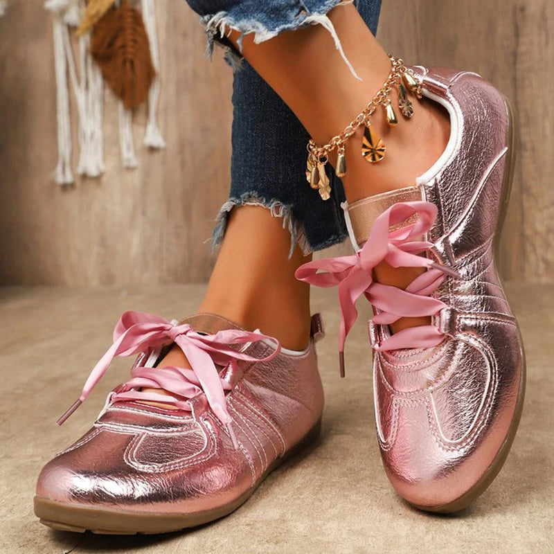 Cleo Metallic Ribbon Sneakers