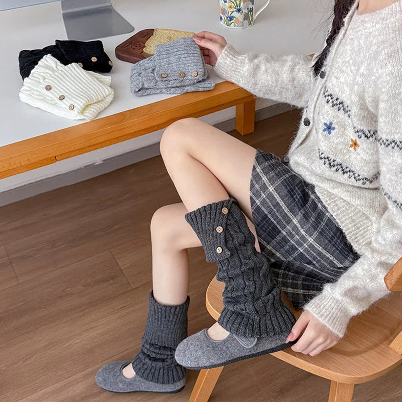 Sylvie Button Knit Leg Warmers