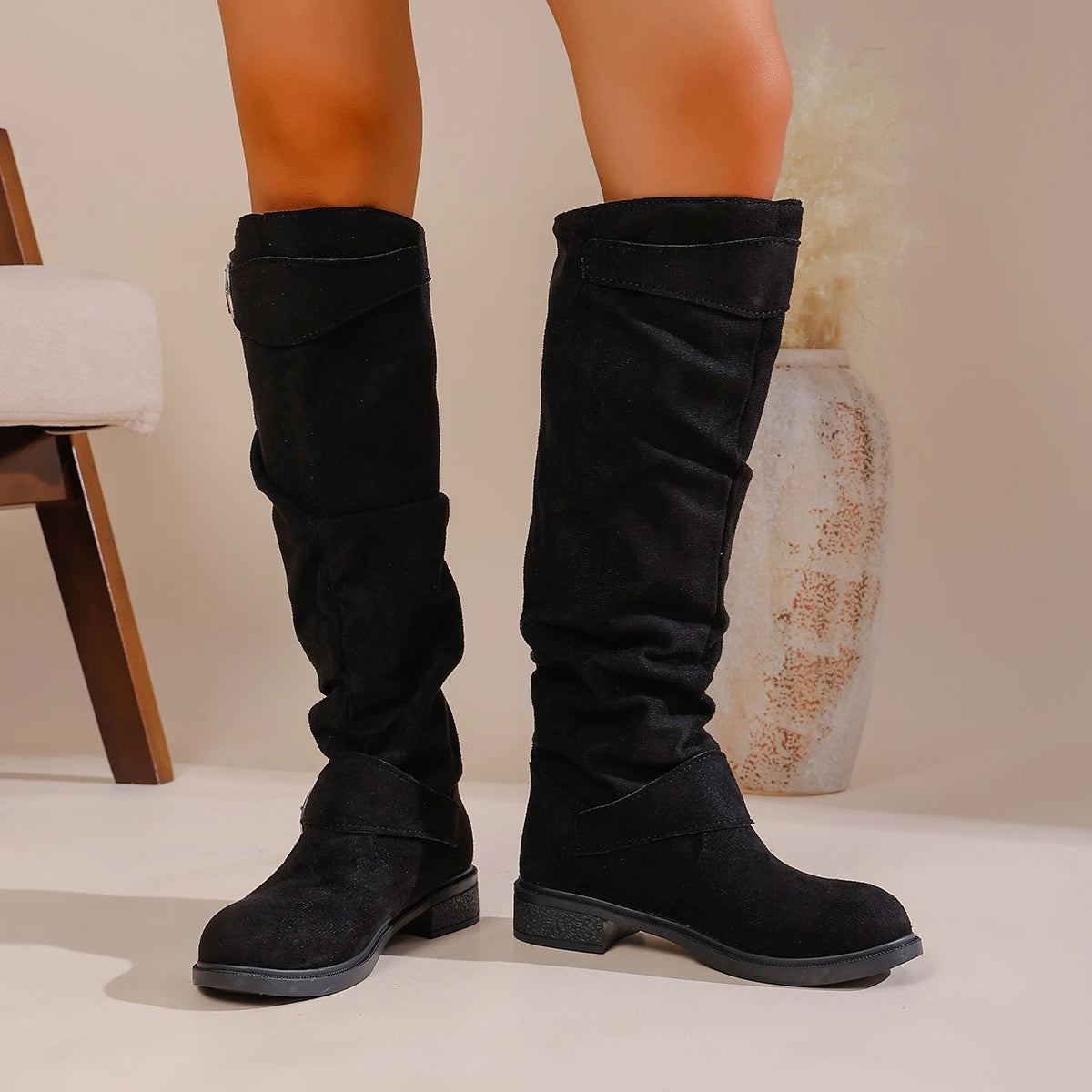 Blair Buckled Suede Boots