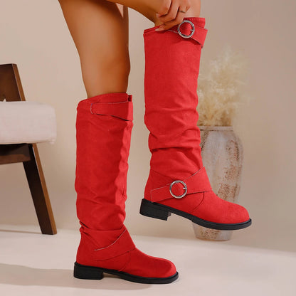 Blair Buckled Suede Boots