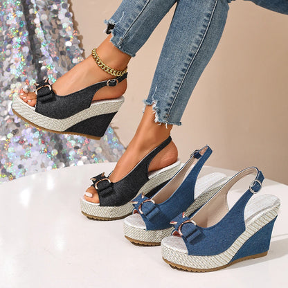 Camila Denim Wedges