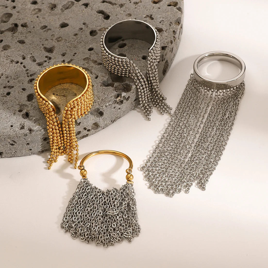 Sorelle Tassel Chain Rings