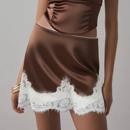 Allure Satin Lace Skirt