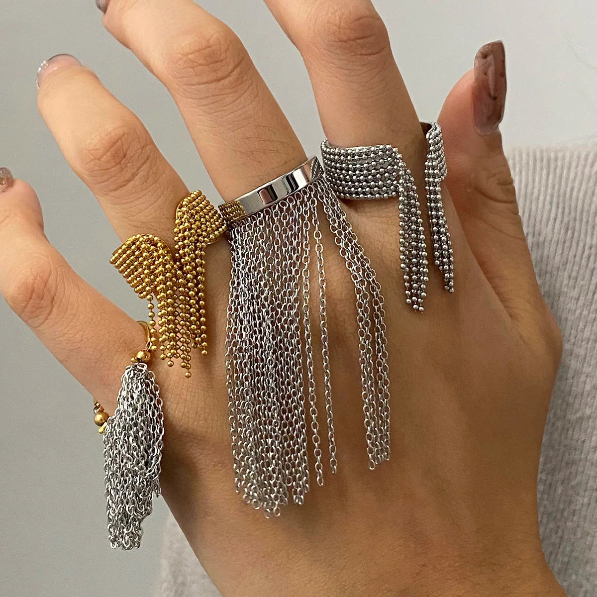 Sorelle Tassel Chain Rings