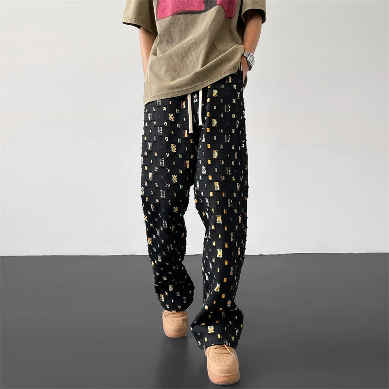 Pixel Grid Cotton Pants