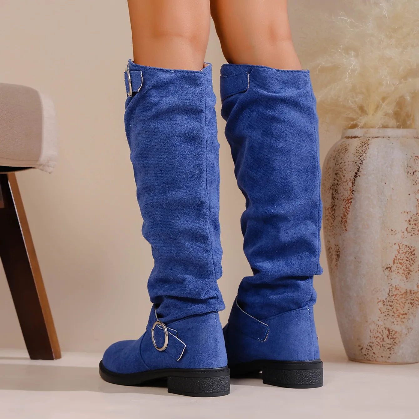 Blair Buckled Suede Boots