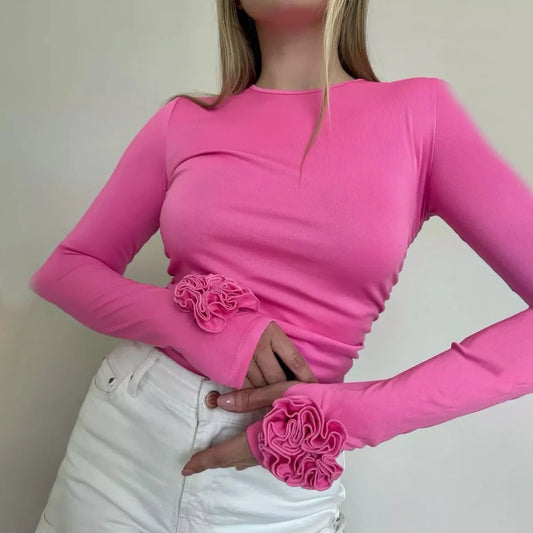 Camellia Flower Cuff Top