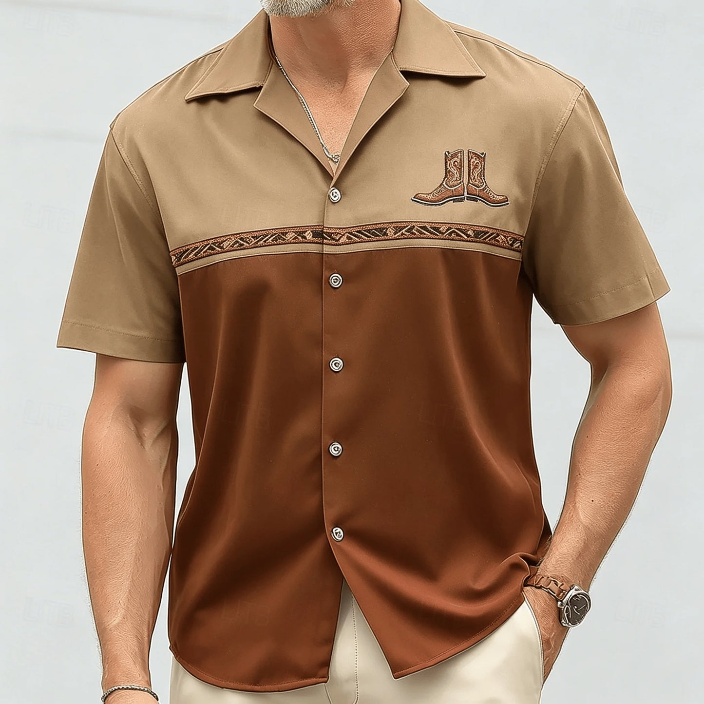 Atlas Contrast Button-Up
