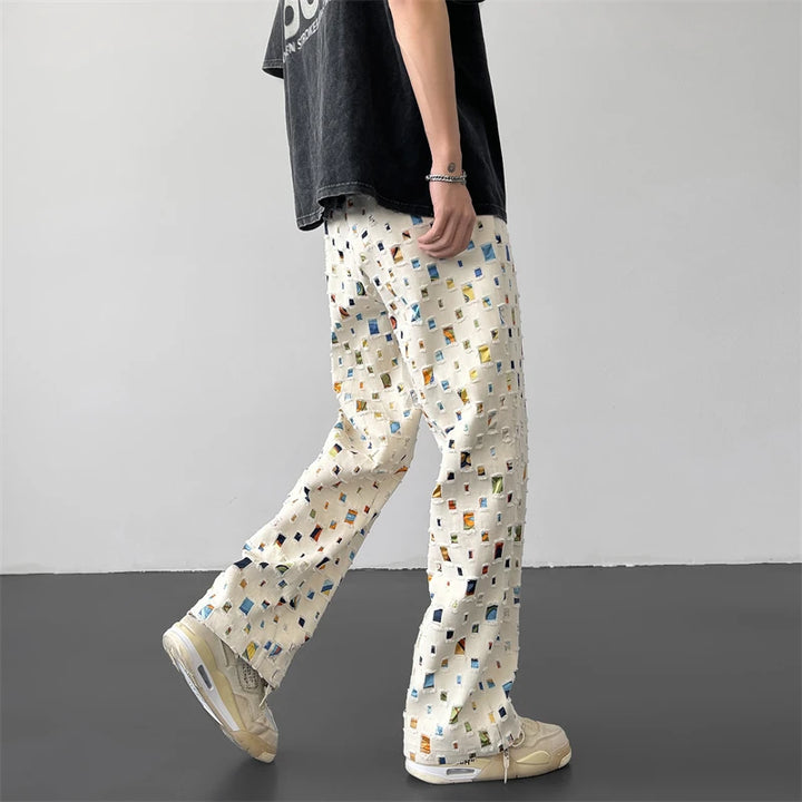 Pixel Grid Cotton Pants