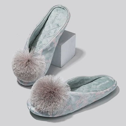 Aurora Satin Pom Slippers