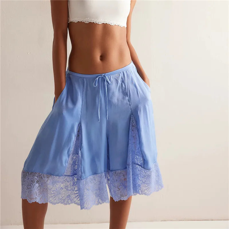 Celeste Satin Lace Shorts