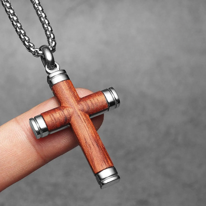 Wood Cross Necklace