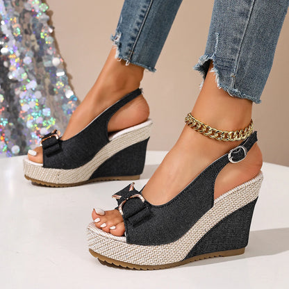 Camila Denim Wedges