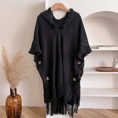 Solenne Hooded Knit Cape