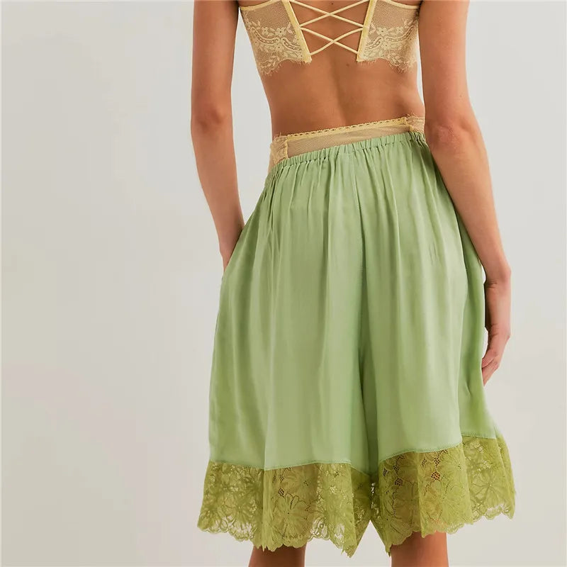 Celeste Satin Lace Shorts
