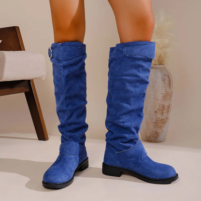 Blair Buckled Suede Boots