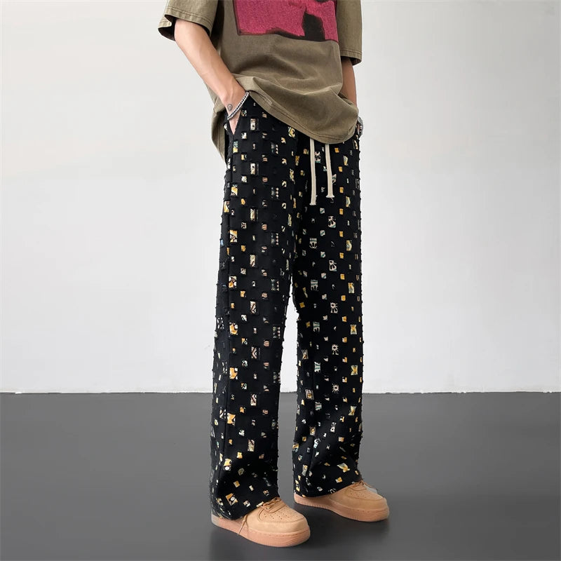 Pixel Grid Cotton Pants