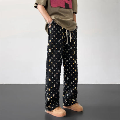 Pixel Grid Cotton Pants