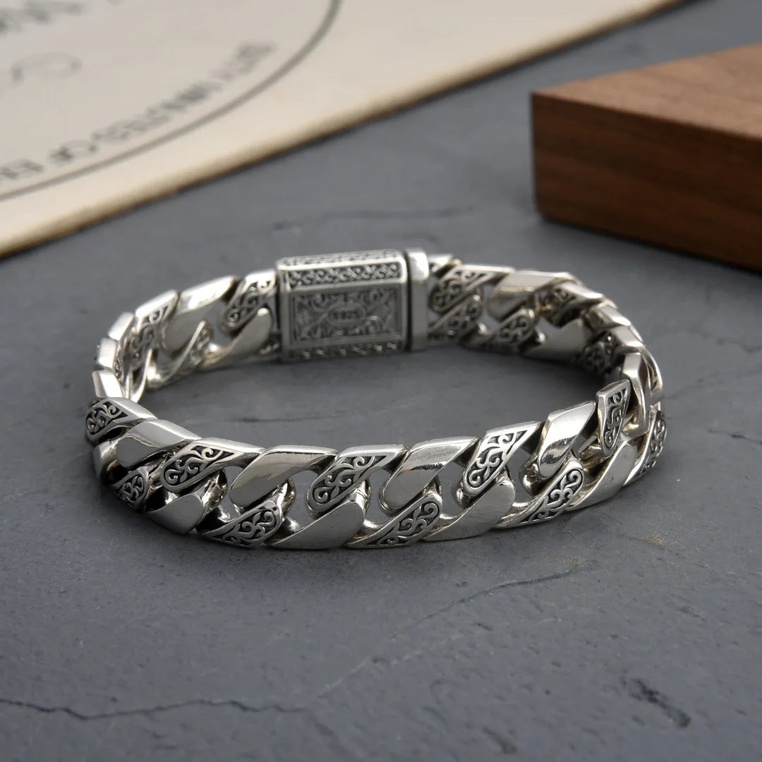 Iron Crest Silver Bracelet