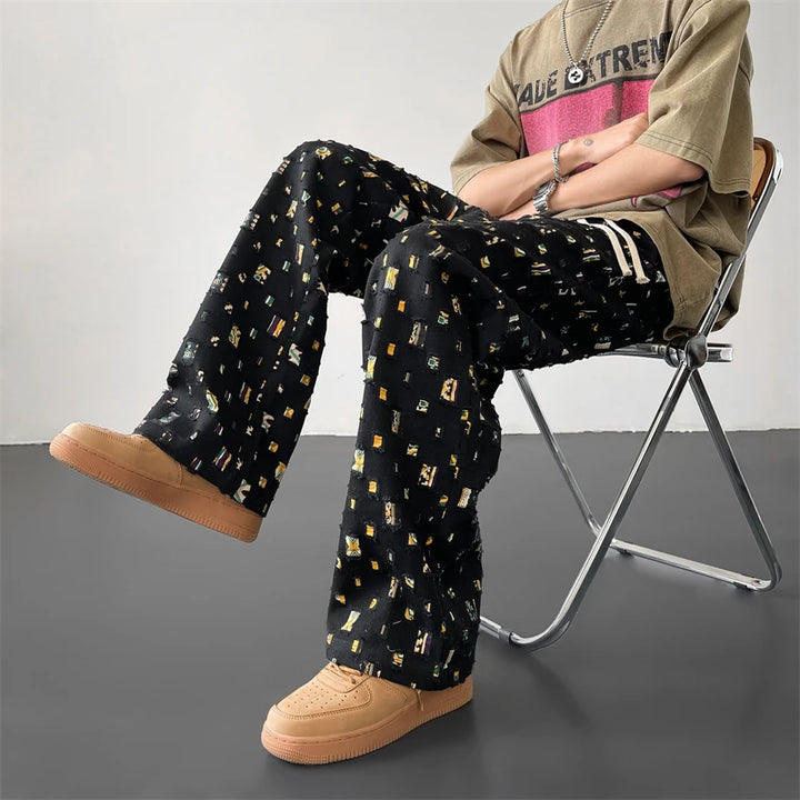 Pixel Grid Cotton Pants
