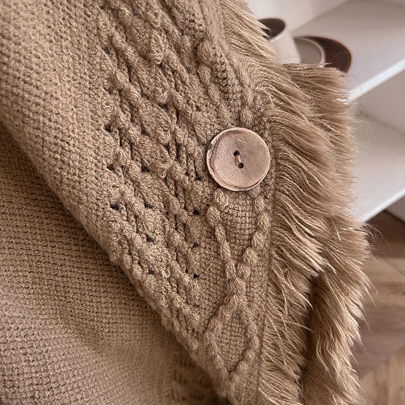 Solenne Hooded Knit Cape