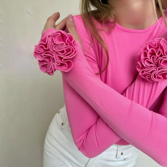 Camellia Flower Cuff Top