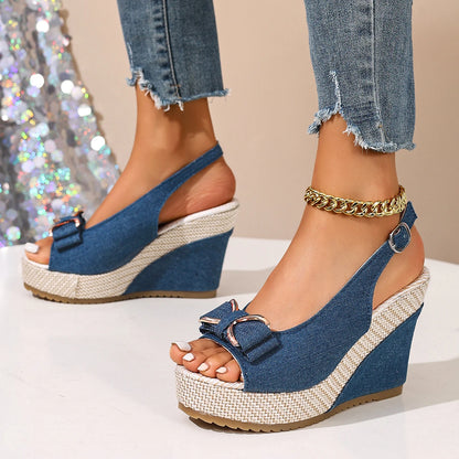 Camila Denim Wedges