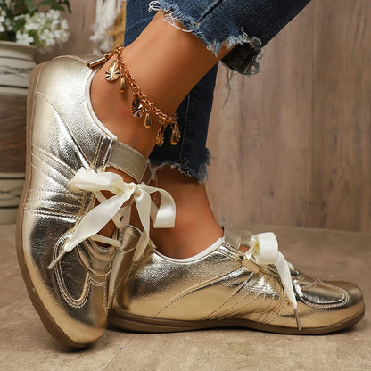 Cleo Metallic Ribbon Sneakers