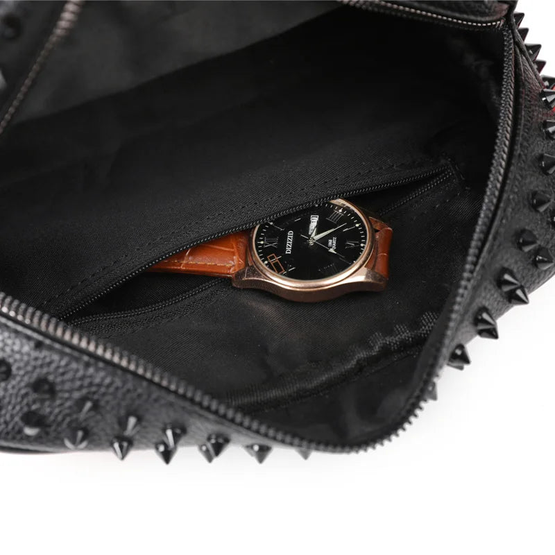 Knox Spiked Leather Clutch