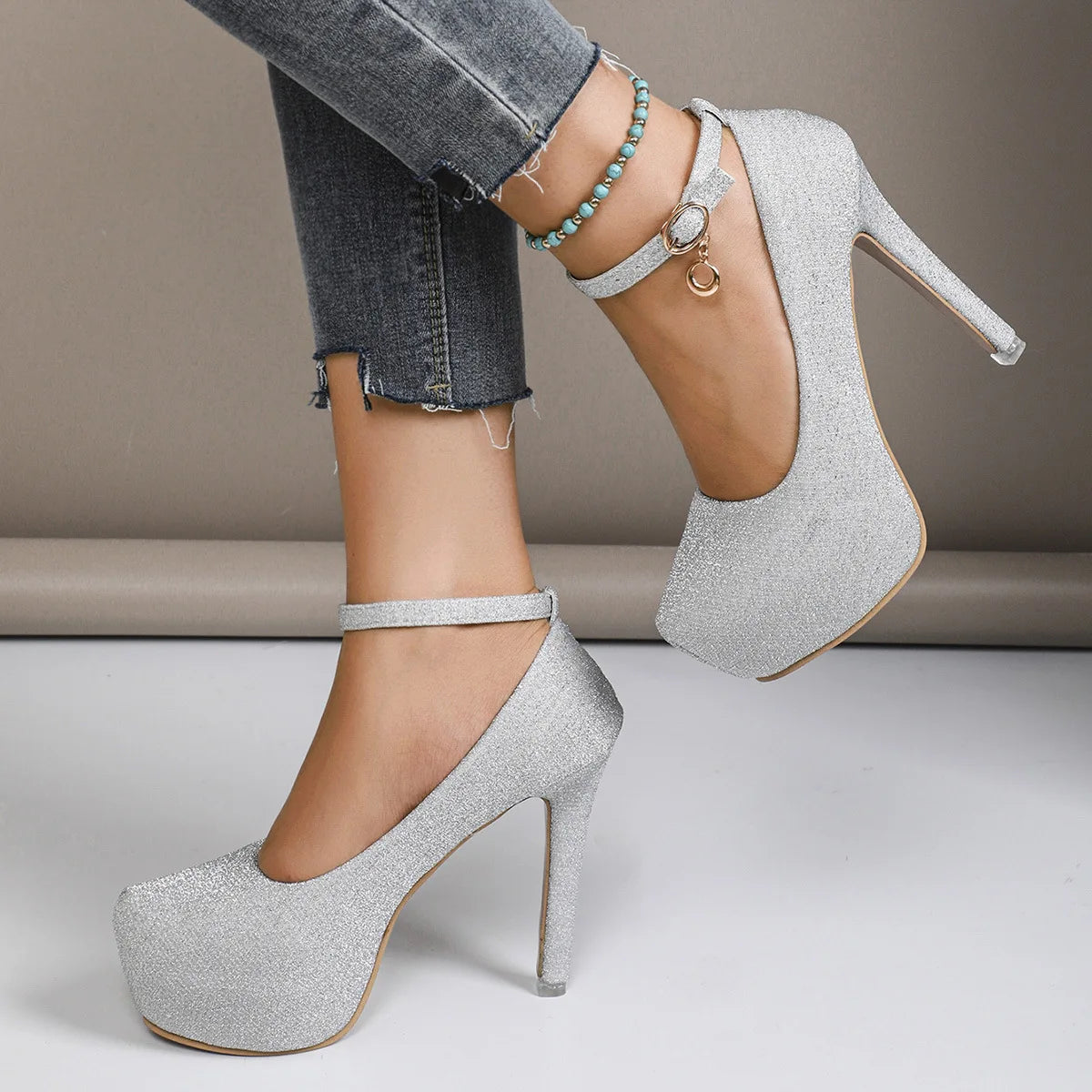 Ariana Shimmer Platform Heels