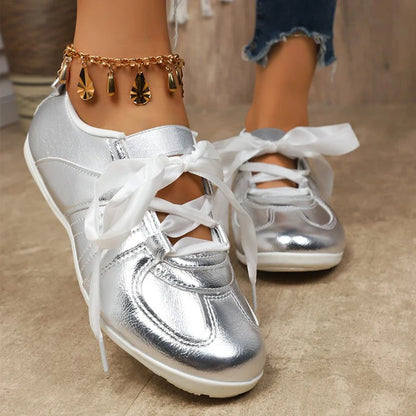 Cleo Metallic Ribbon Sneakers