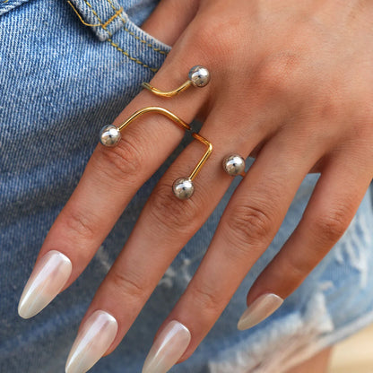 Alix Golden Curve Ring Set