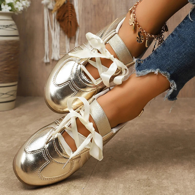 Cleo Metallic Ribbon Sneakers