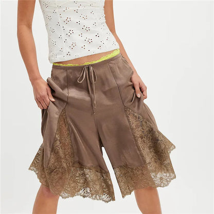 Celeste Satin Lace Shorts