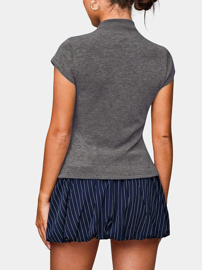 Reese Ribbed Button Top