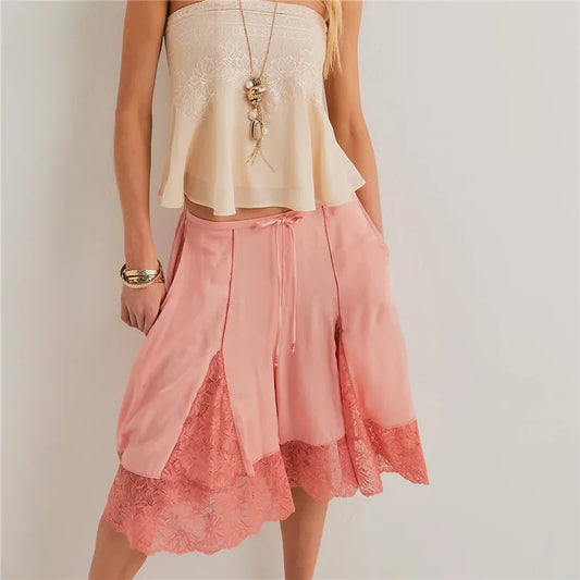 Celeste Satin Lace Shorts