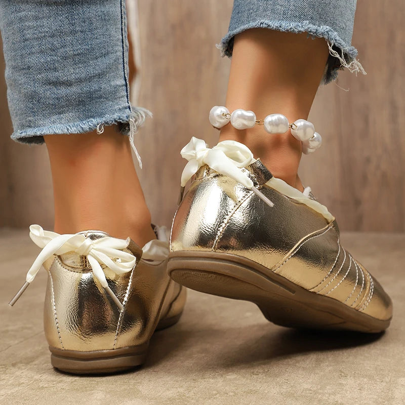 Cleo Metallic Ribbon Sneakers