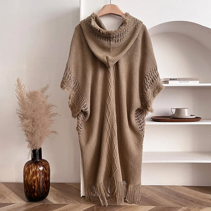 Solenne Hooded Knit Cape