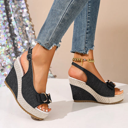 Camila Denim Wedges
