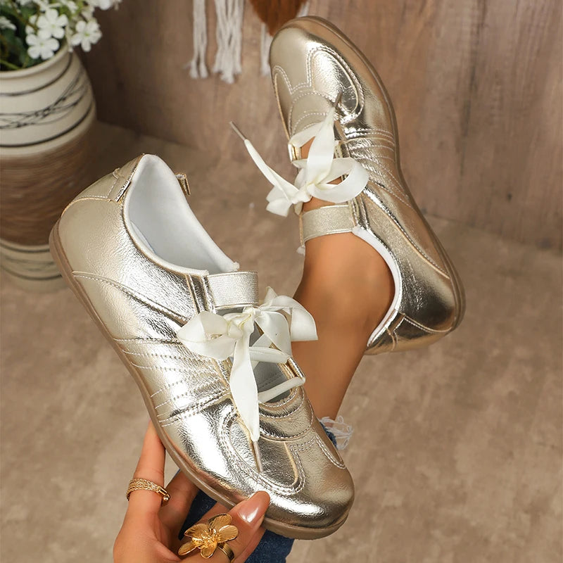 Cleo Metallic Ribbon Sneakers