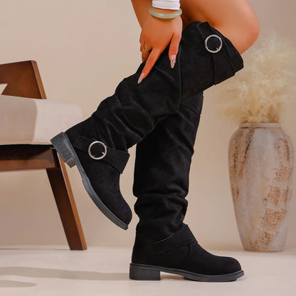Blair Buckled Suede Boots