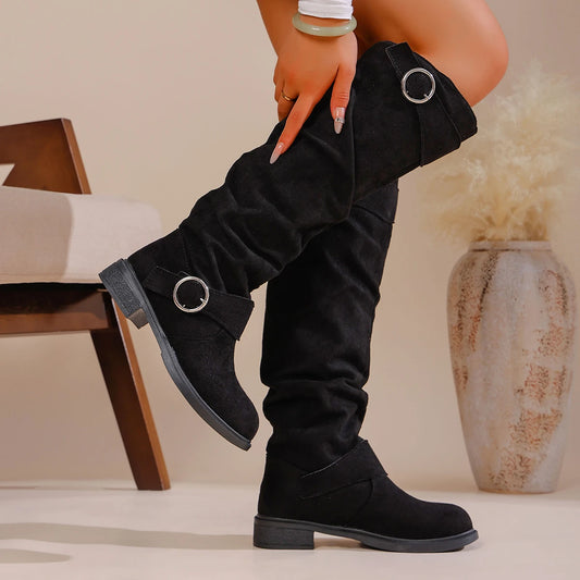 Blair Buckled Suede Boots
