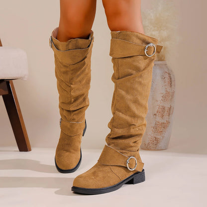 Blair Buckled Suede Boots