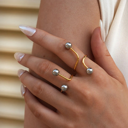 Alix Golden Curve Ring Set