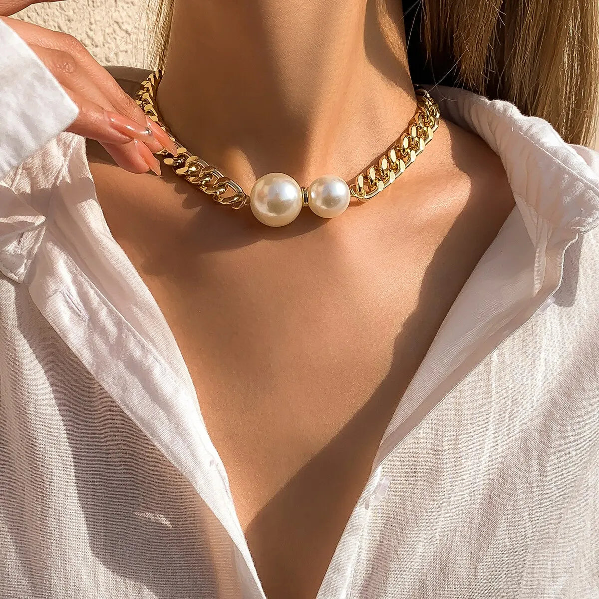 Margaux Pearl Chain Necklace