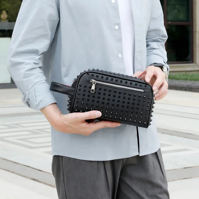 Knox Spiked Leather Clutch