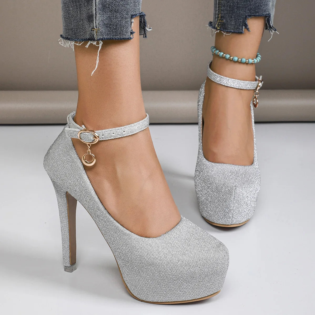 Ariana Shimmer Platform Heels
