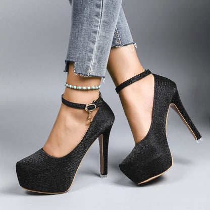 Ariana Shimmer Platform Heels