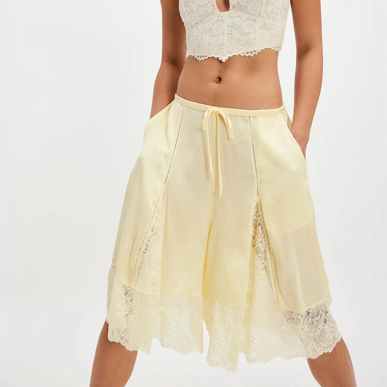 Celeste Satin Lace Shorts